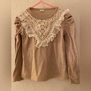 Size 4 tan long sleeve shirt-well made